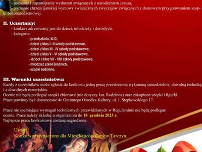 Zaproszenie do udziału w konkursie na szopę bożonarodzeniową