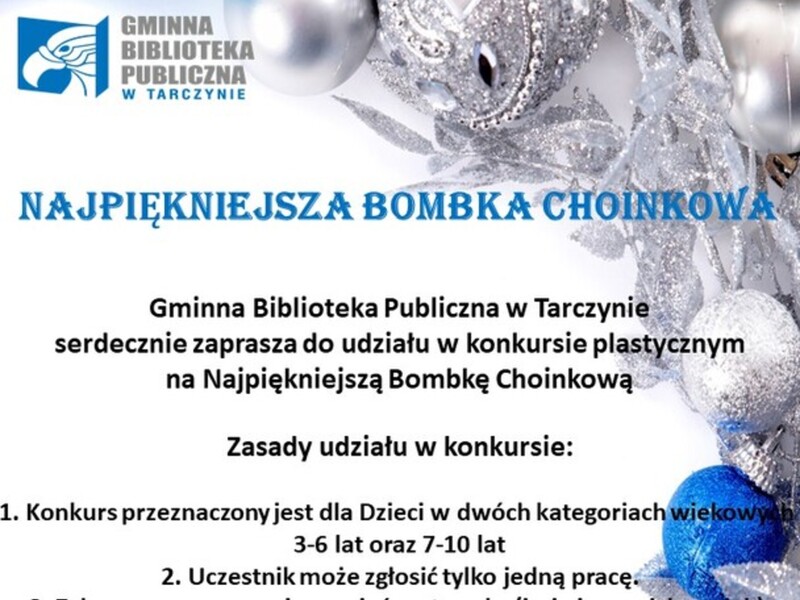 Plakat promujący konkurs na najpiękniejsza bombkę choinkową