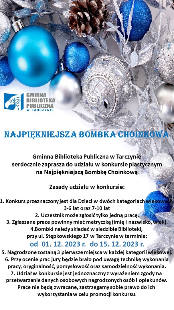 Plakat promujący konkurs na najpiękniejsza bombkę choinkową