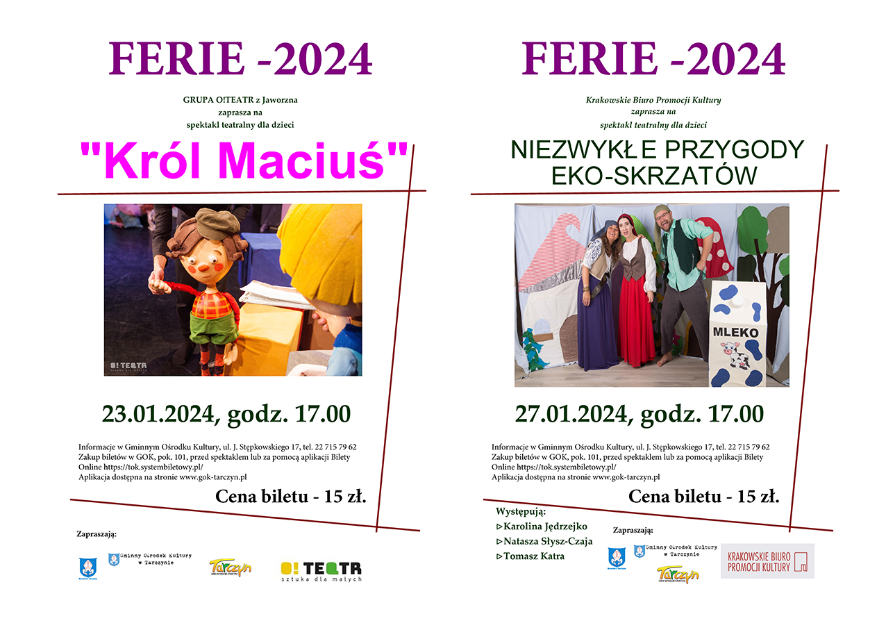 Plakat promujący ferie zimowe