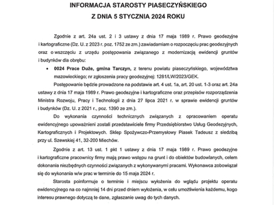 informacja starosty piaseczyńskiego