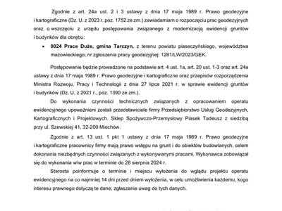 informacja rozpoczęcie prac - sprostowanie terminu zakończenia