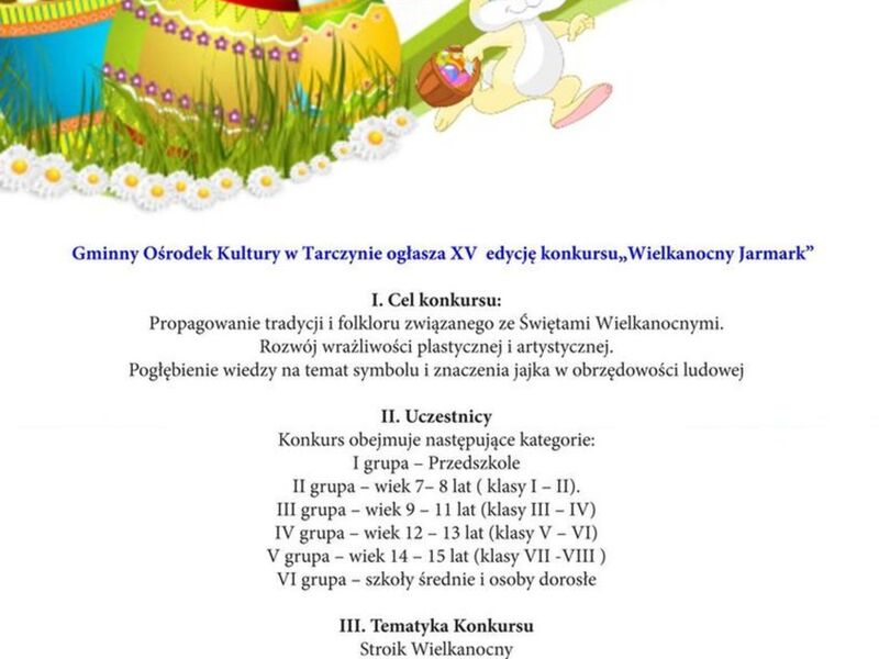 Plakat konkursu wielkanocny jarmark