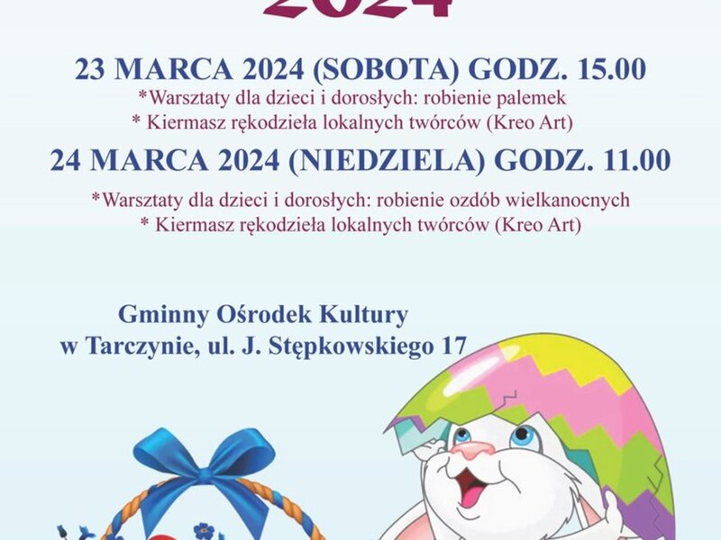 Plakat promujący warsztaty wielkanocne