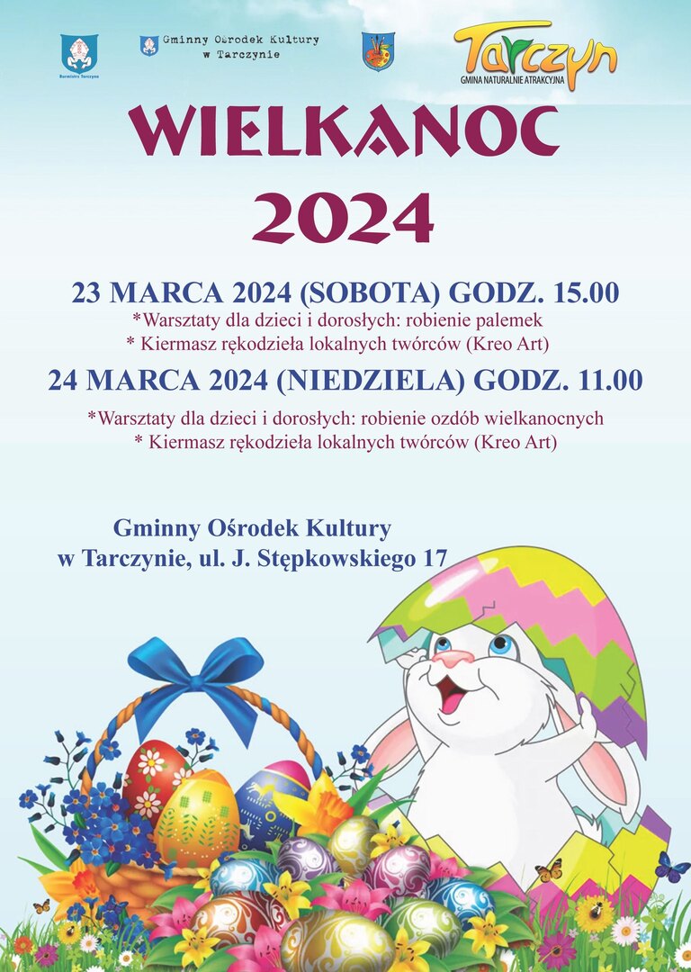 Plakat promujący warsztaty wielkanocne