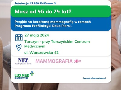 Zdjęcie przedstawia datę i miejsce wykonania mammografii