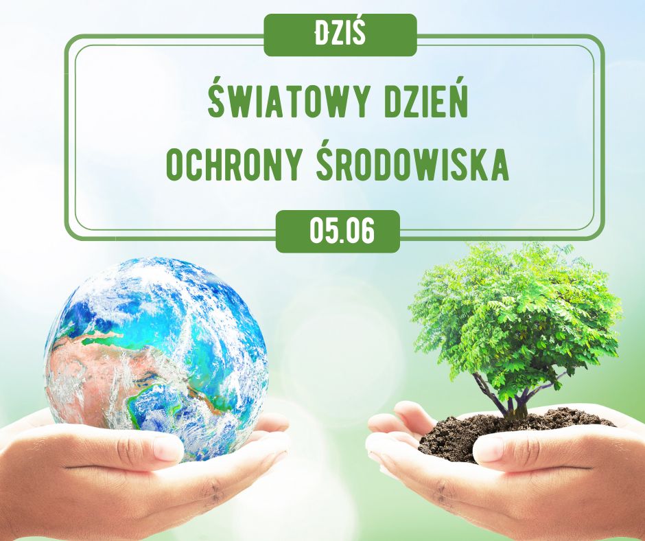 Zdjęcie przedstawia kulę ziemska oraz roślinkę trzymana na dłoni