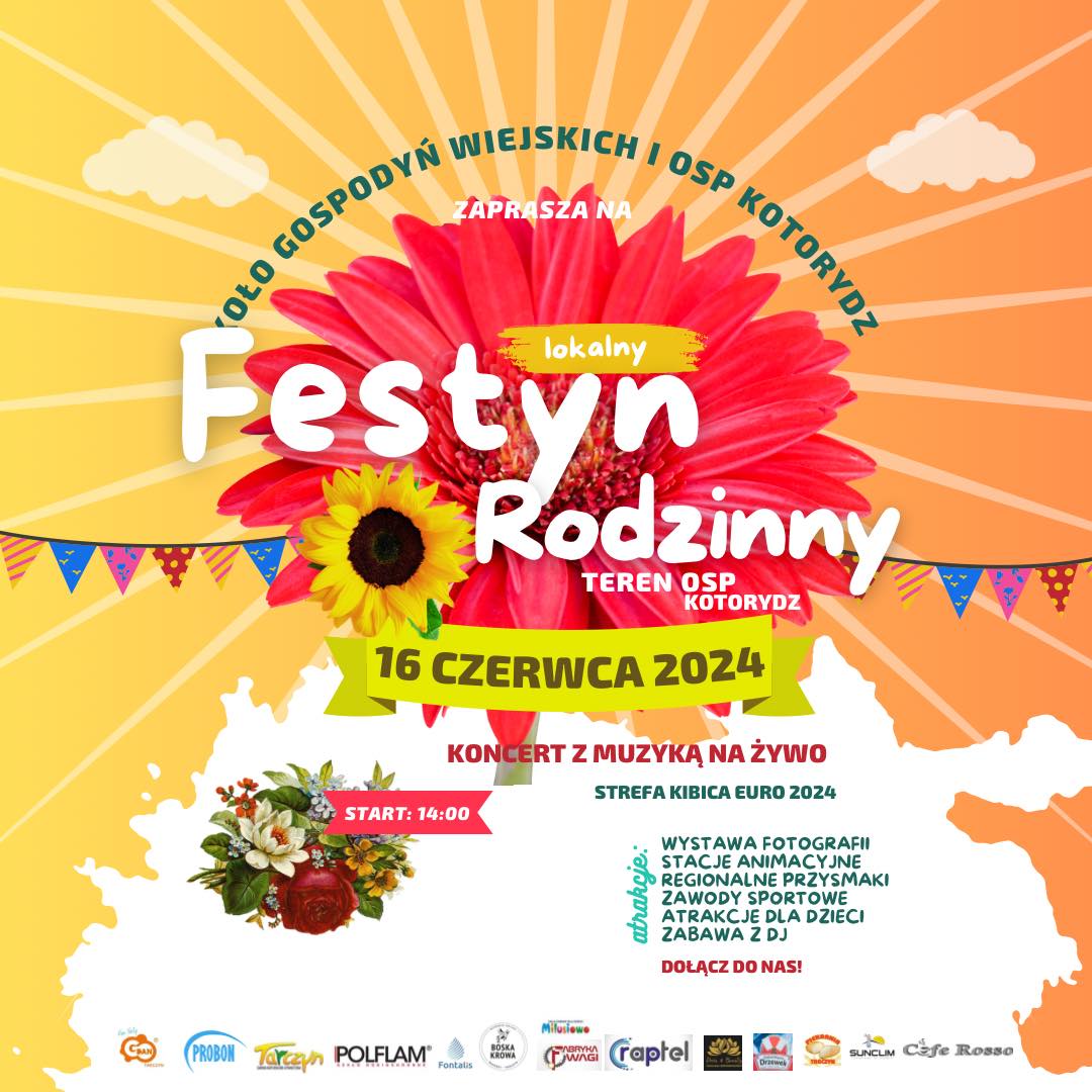 Plakat promujący festyn rodzinny w Kotorydzu