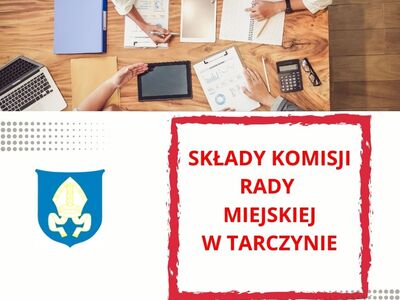 Baner składy komisji Rady Miejskiej w Tarczynie