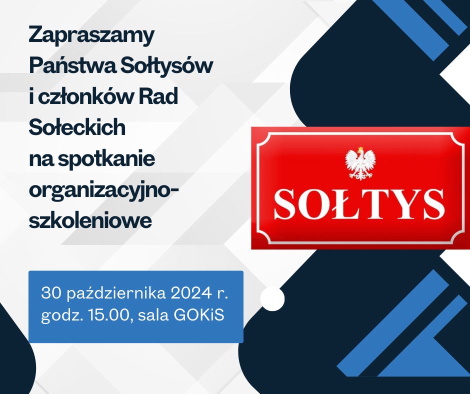Zaproszenie na spotkanie organizacyjno-szkoleniowe dla Sołtysów