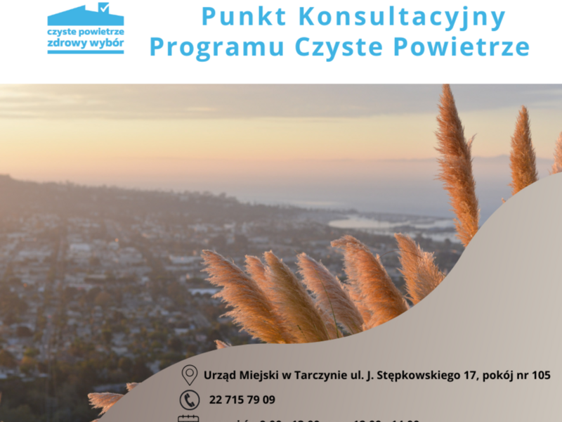 Zapraszamy do korzystania z punktu konsultacyjnego Programu Czyste Powietrze
