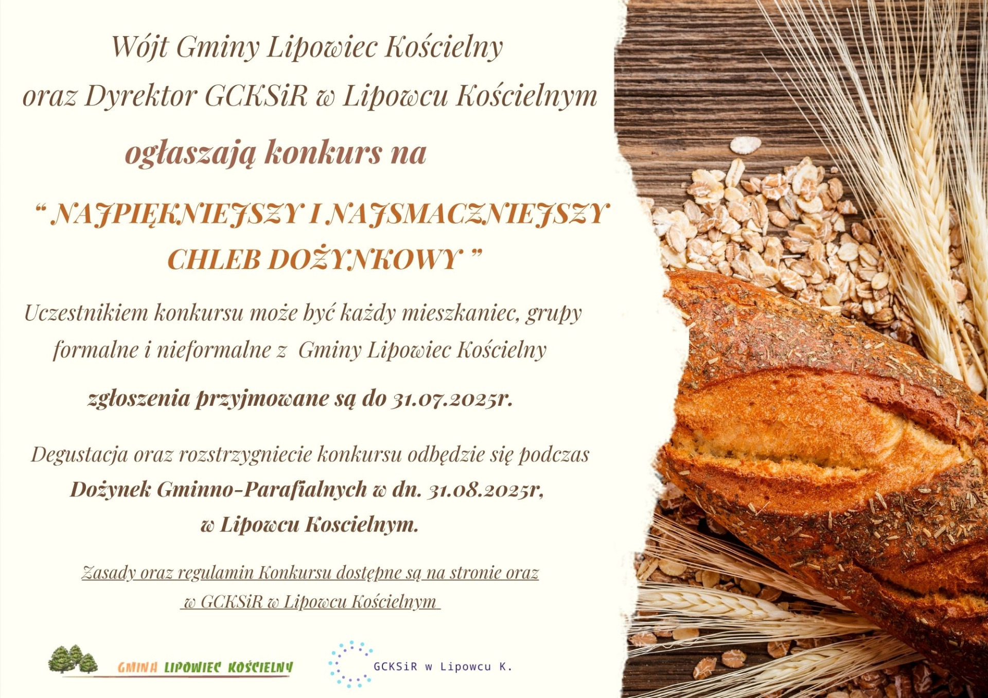 Konkurs na najpiękniejszy i najsmaczniejszy chleb dożynkowy