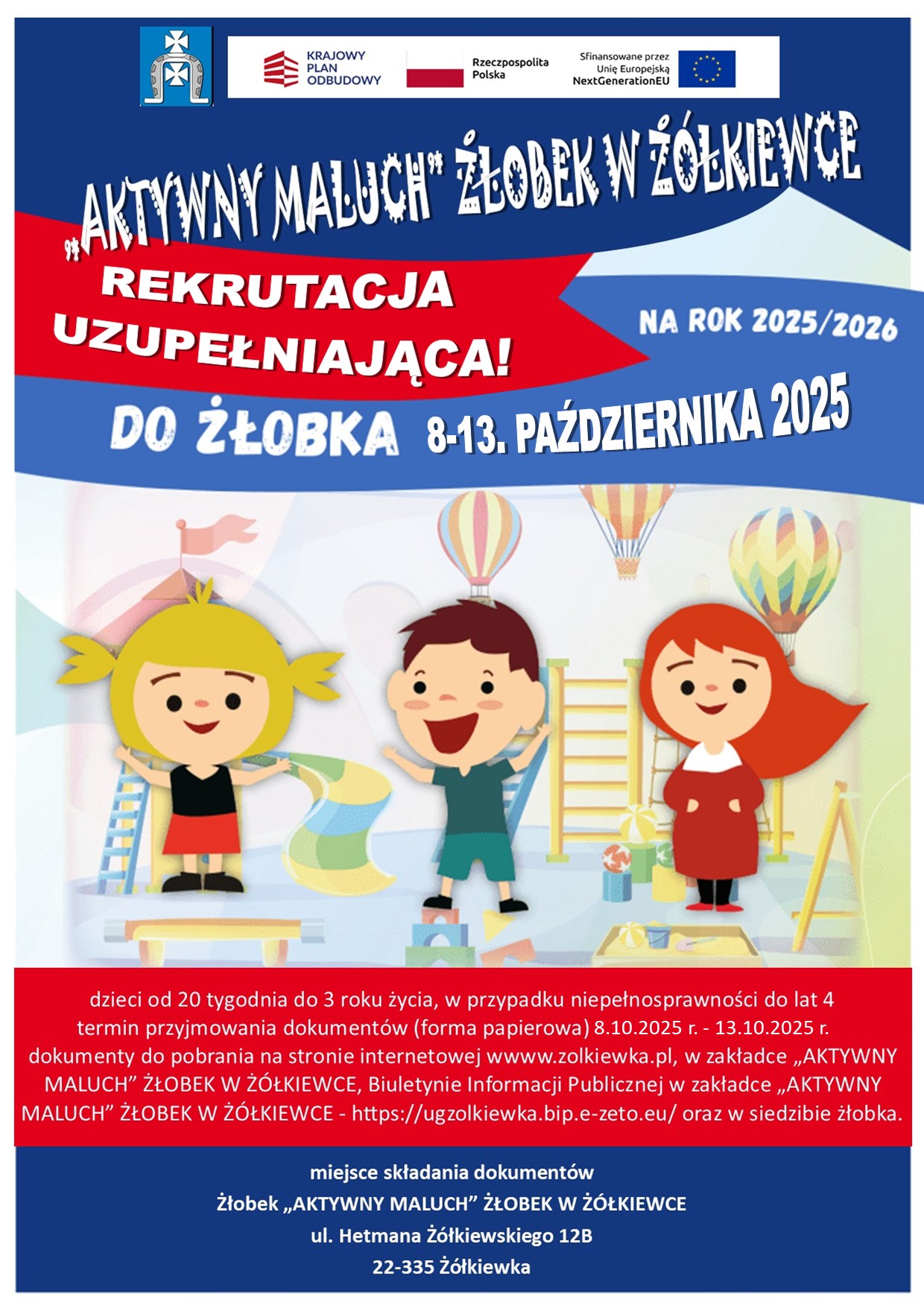 Plakat GŁOSZENIE O REKRUTACJI – NABÓR DODATKOWY - w terminie 8.10.2025 r. – 13.10.2025