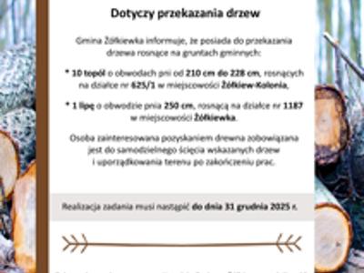 O G Ł O S Z E N I E Dotyczy przekazania drzew 