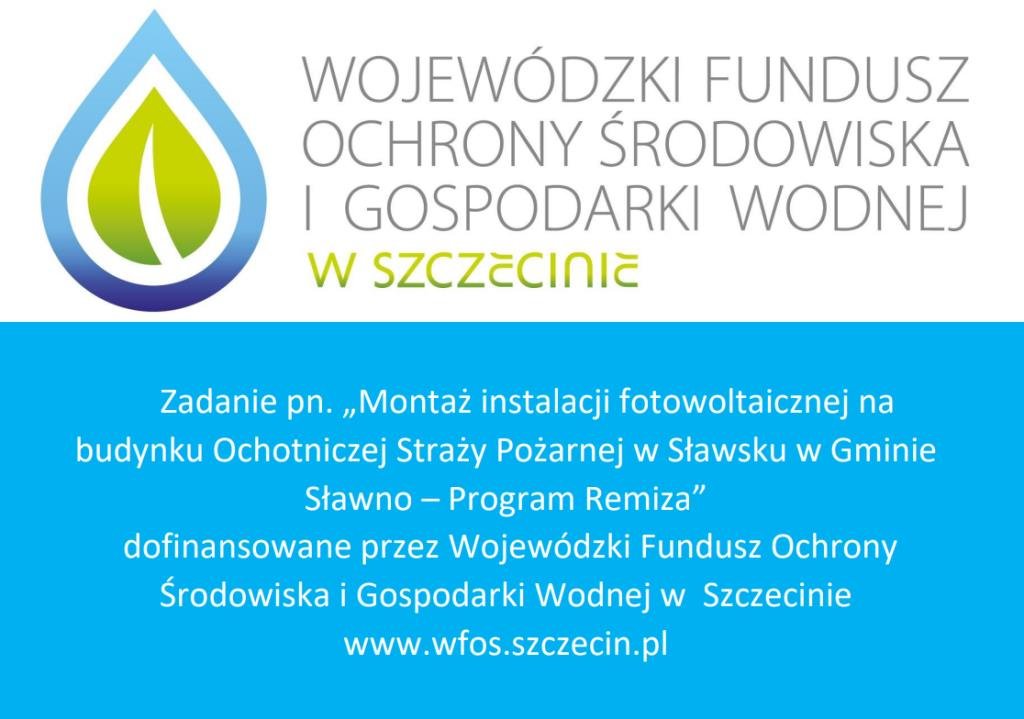 Montaż instalacji fotowoltaicznej na budynku Ochotniczej Straży Pożarnej w Sławsku w Gminie Sławno - Program Remiza