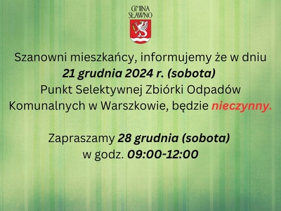 Ważna informacja dla mieszkańców Gminy Sławno