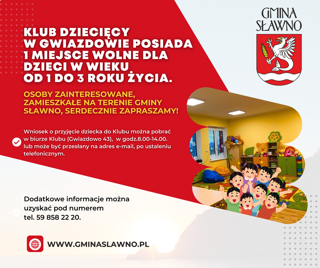 
Wolne miejsce w Klubie Dziecięcym w Gwiazdowie
