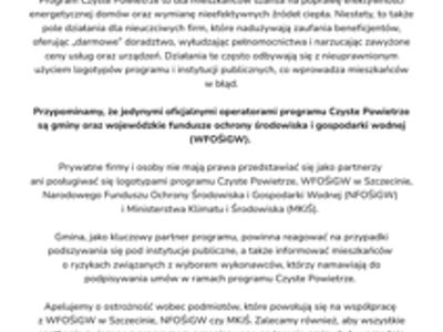 Tylko gminy i WFOŚiGW są operatorami  programu Czyste Powietrze