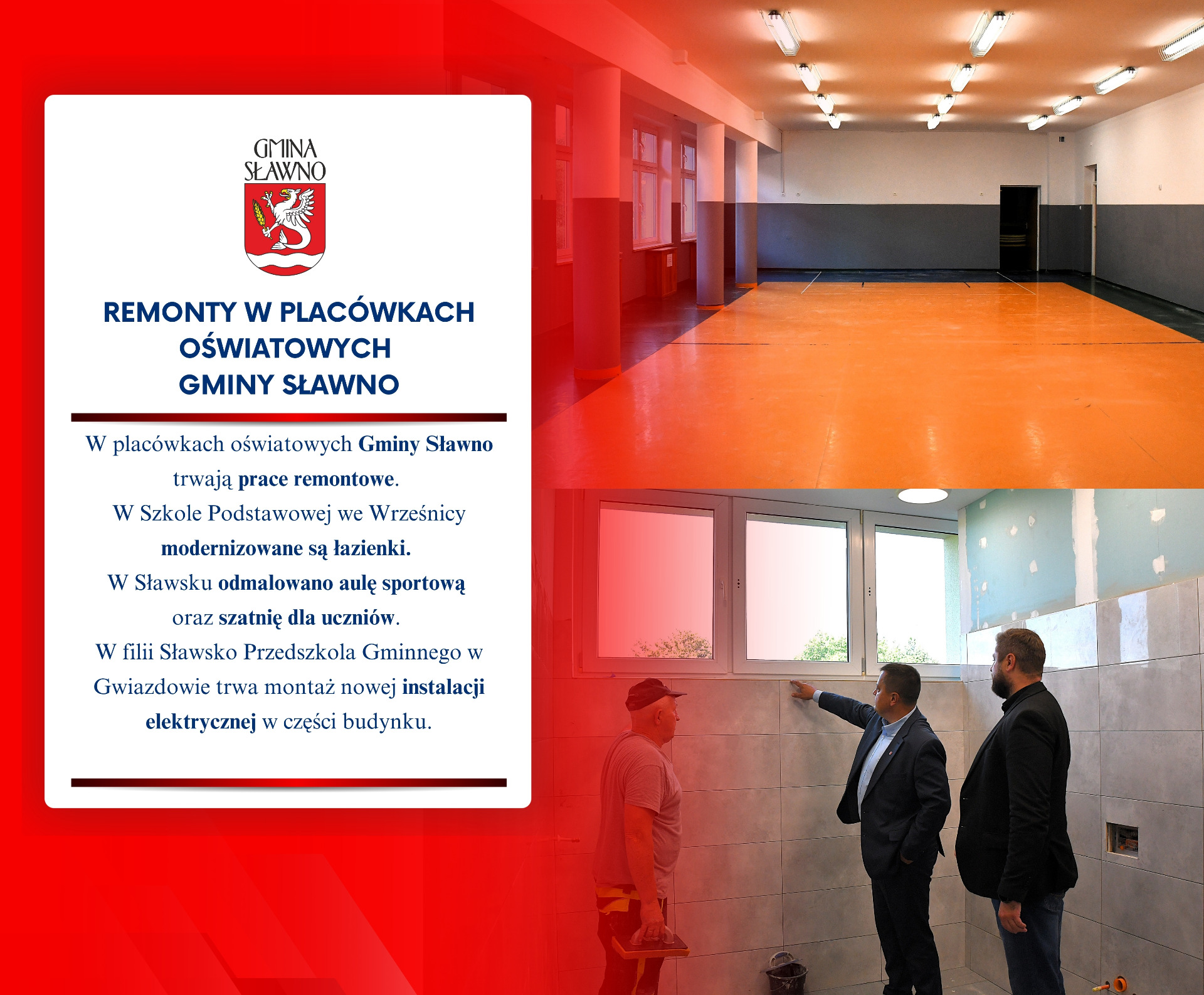 Remonty w placówkach oświatowych Gminy Sławno 