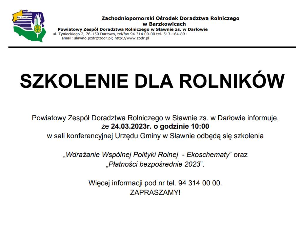 Plakat - szkolenia dla rolników