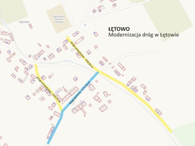Szkic przebiegu modernizowanych dróg w Łętowie