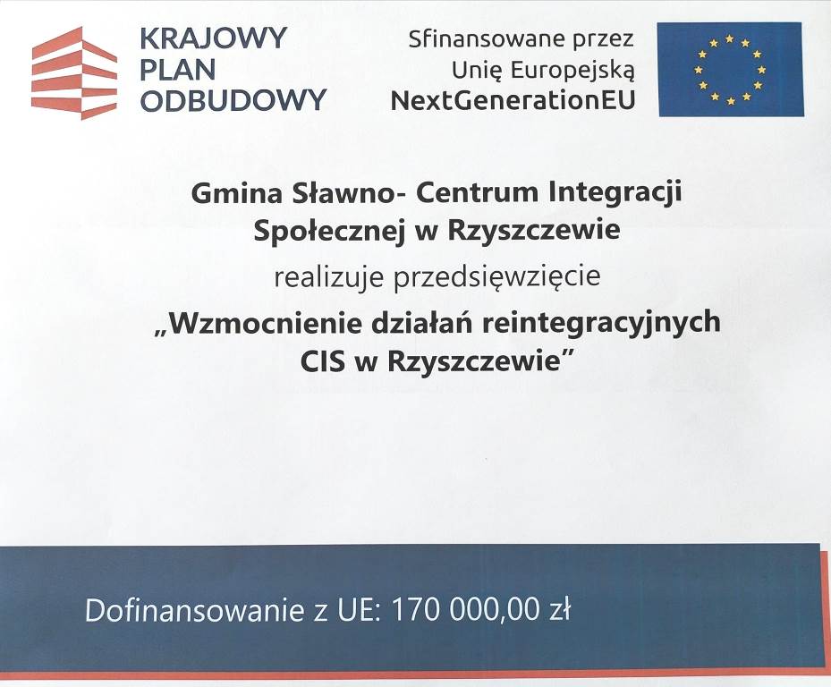 Informacja o przyznanym wsparciu dla CIS w Rzyszczewie