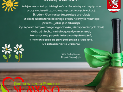 Grafika z życzeniami bezpiecznych wakacji.