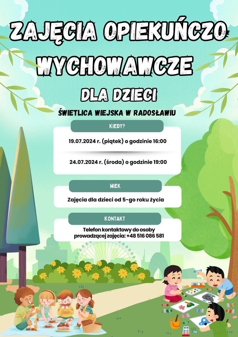 Gmina Sławno zaprasza na cykl zajęć opiekuńczo-wychowawczych!
