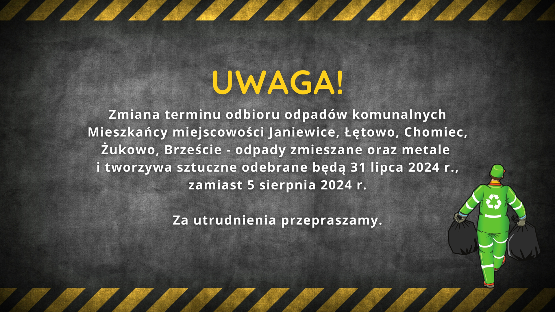 
Zmiana terminu odbioru odpadów komunalnych