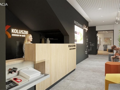 widok kasy/ szatni muzeum