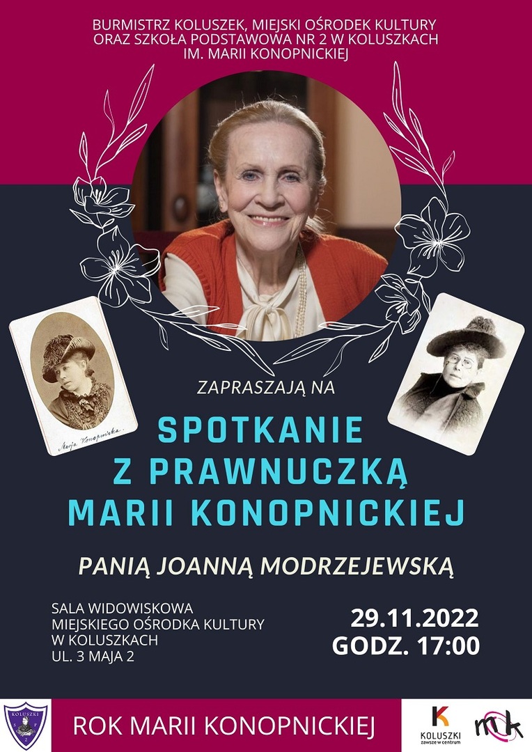 zaproszenie na spotkanie z prawnuczką M. Konopnickiej