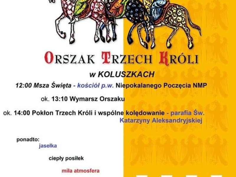 Plakat wydarzenia- Orszak Trzech Króli w Koluszkach
