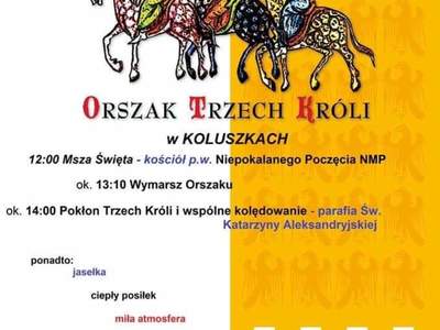Plakat wydarzenia- Orszak Trzech Króli w Koluszkach