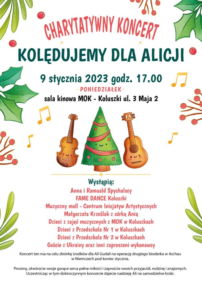 plakat kolędujemy dla Alicji