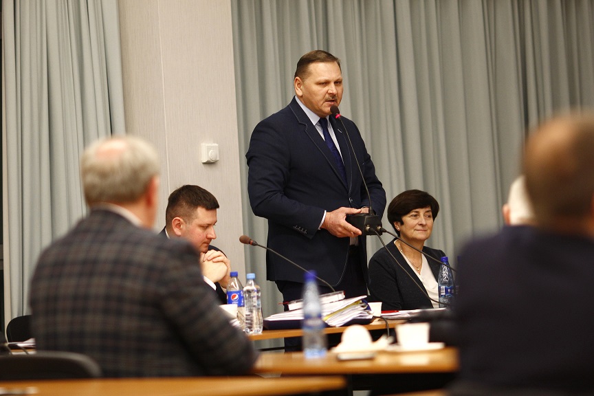 Burmistrz Koluszek w trakcie przemówienia