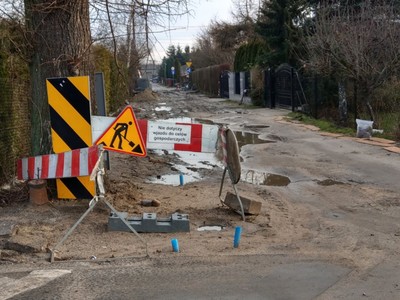 widok robót drogowych