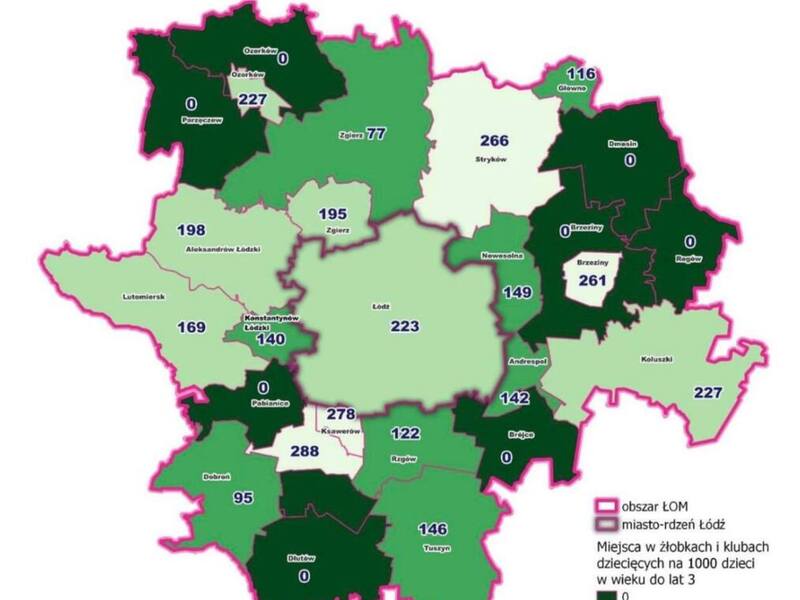 mapa żłobki woj. łódzkie
