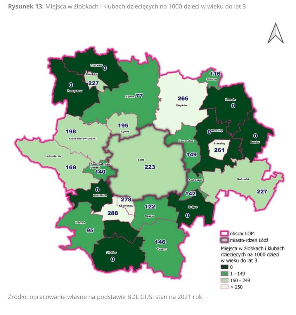 mapa żłobki woj. łódzkie