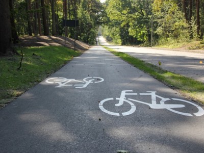 znaki rowerowe na drodze