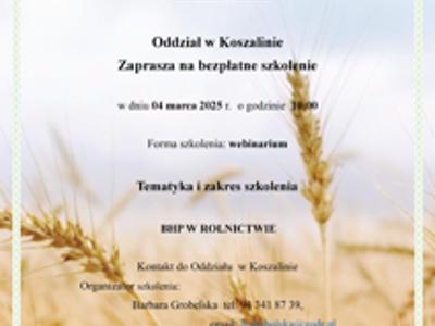 Plakat szkolenie dla rolników