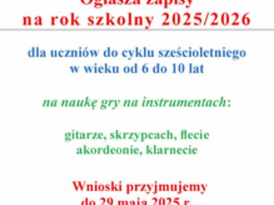 plakat rekrutacja szkoła muzyczna