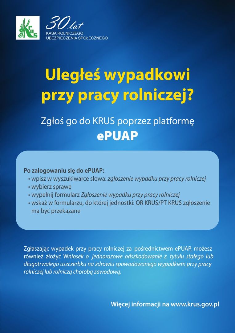 Plakat zgłoszenie szkody przy pracy