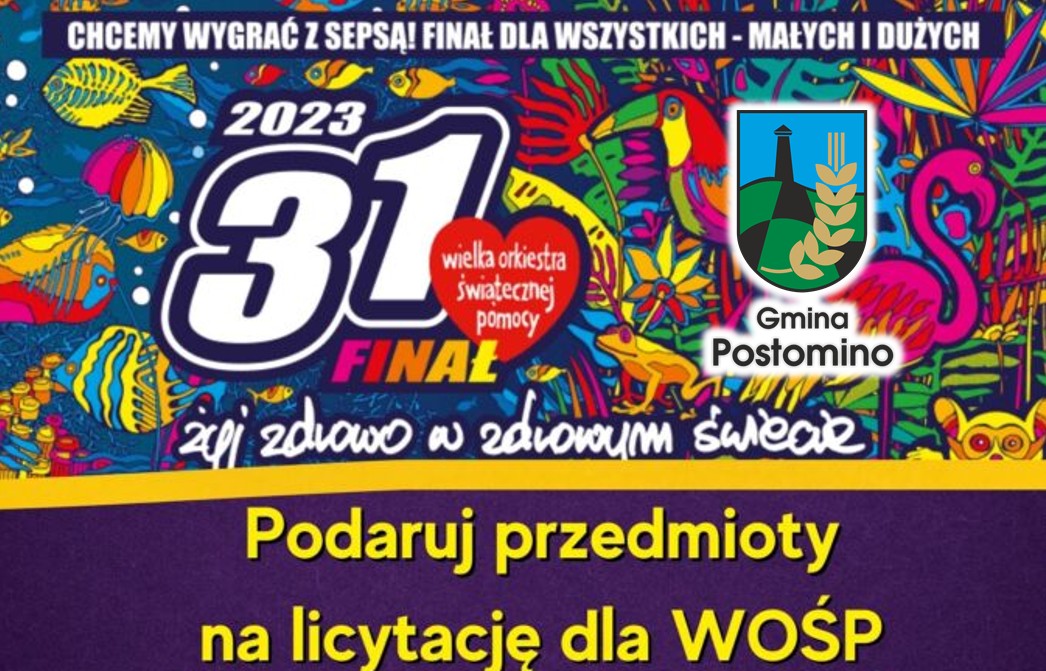 Plakat WOŚP podaruj przedmiot na licytację
