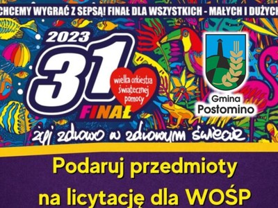 Plakat WOŚP podaruj przedmiot na licytację
