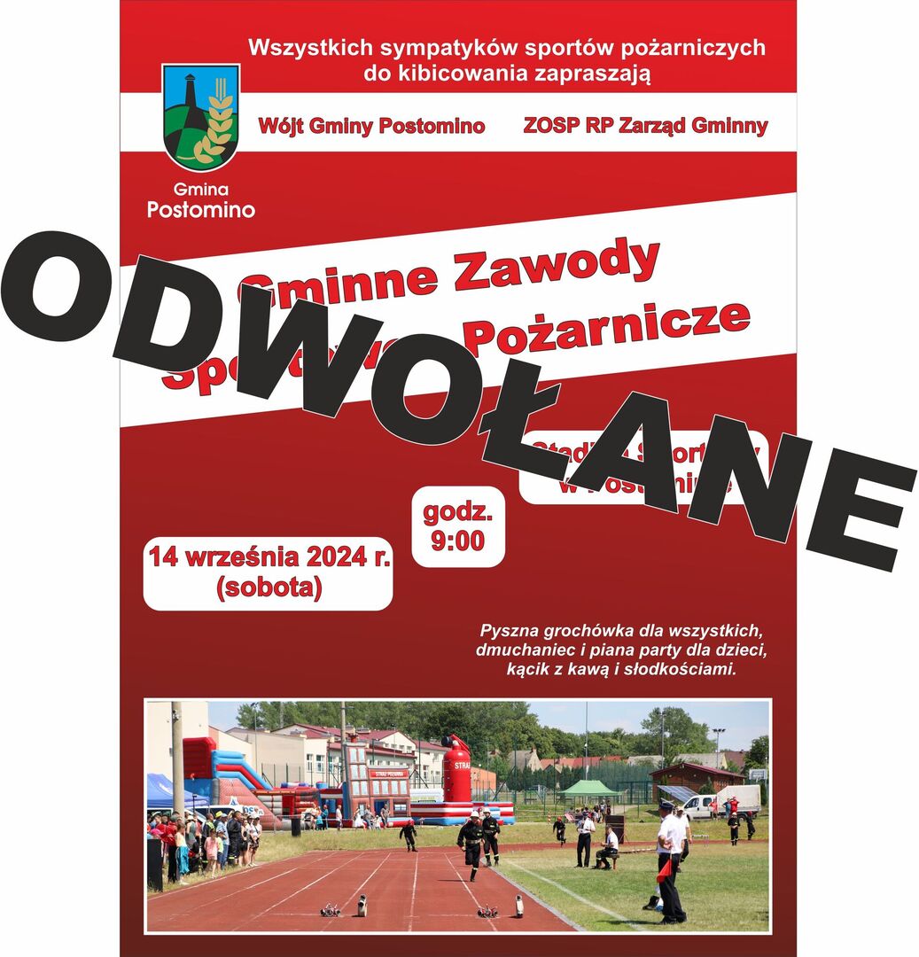 Plakat zawody odwołane