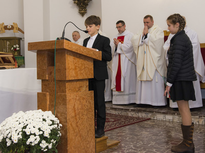 Uroczystości 103 Rocznicy Odzyskania Niepodległości w Krzakach - Msza Święta w kościele pw. Świętych Piotra i Pawła.