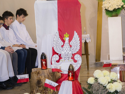 Uroczystości 103 Rocznicy Odzyskania Niepodległości w Kościele pw. Podwyższenia  Świętego Krzyża w Pysznicy.