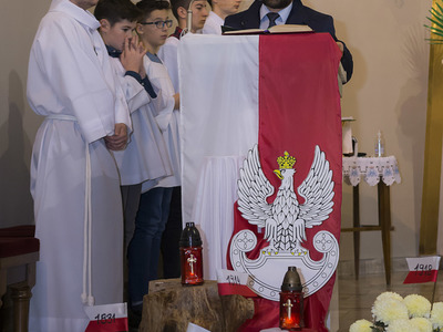 Uroczystości 103 Rocznicy Odzyskania Niepodległości w Kościele pw. Podwyższenia  Świętego Krzyża w Pysznicy.