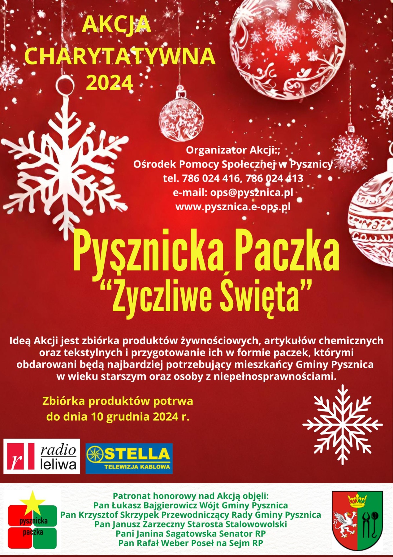 plakat akcji Pysznicka Paczka "życzliwe święta"