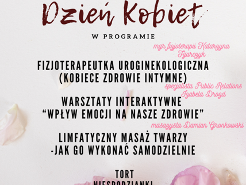 Grafika z życzeniami na dzień kobiet.